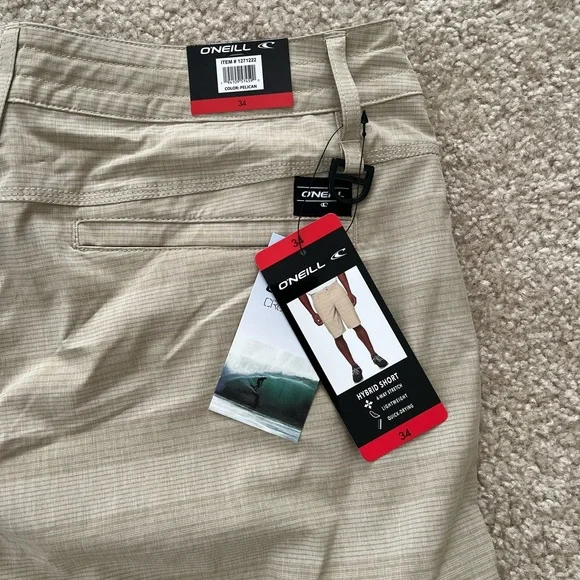 NWT O’Neill Crossover Hybrid Shorts Tan Size 34 - Picture 6 of 8